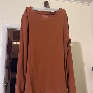 Time and Tru Rust Long Sleeve Blouse